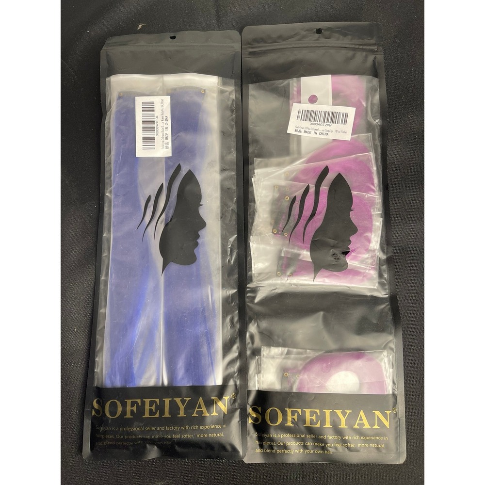 SofeiYan‎ Colored Hair Extensions for Women Kids Blue Purple Cosplay Clip Ins